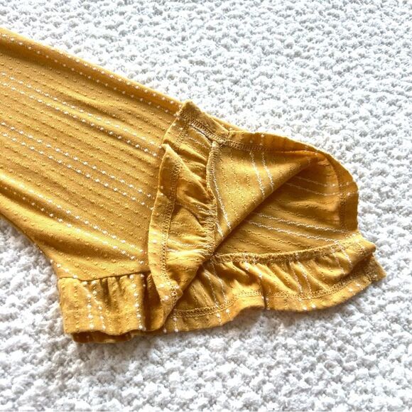 Anthropologie W5 Concepts Swiss Dot Ruffle Bell Sleeve Goldenrod Blouse SZ L - Picture 15 of 15